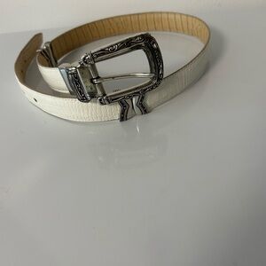 Vintage Brighton Reversible Belt White & Tan Leather Silver Concho Buckle M 30